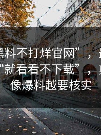 关于“黑料不打烊官网”，最常见的误区是“就看看不下载”，真相是越像爆料越要核实