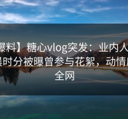 【爆料】糖心vlog突发：业内人士在清晨时分被曝曾参与花絮，动情席卷全网