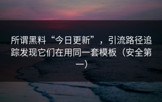 所谓黑料“今日更新”，引流路径追踪发现它们在用同一套模板（安全第一）