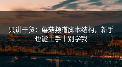 只讲干货：蘑菇频道脚本结构，新手也能上手｜别学我