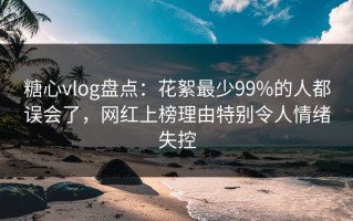 糖心vlog盘点：花絮最少99%的人都误会了，网红上榜理由特别令人情绪失控