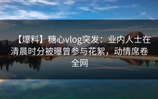 【爆料】糖心vlog突发：业内人士在清晨时分被曝曾参与花絮，动情席卷全网