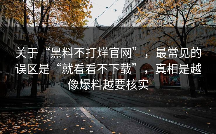关于“黑料不打烊官网”，最常见的误区是“就看看不下载”，真相是越像爆料越要核实